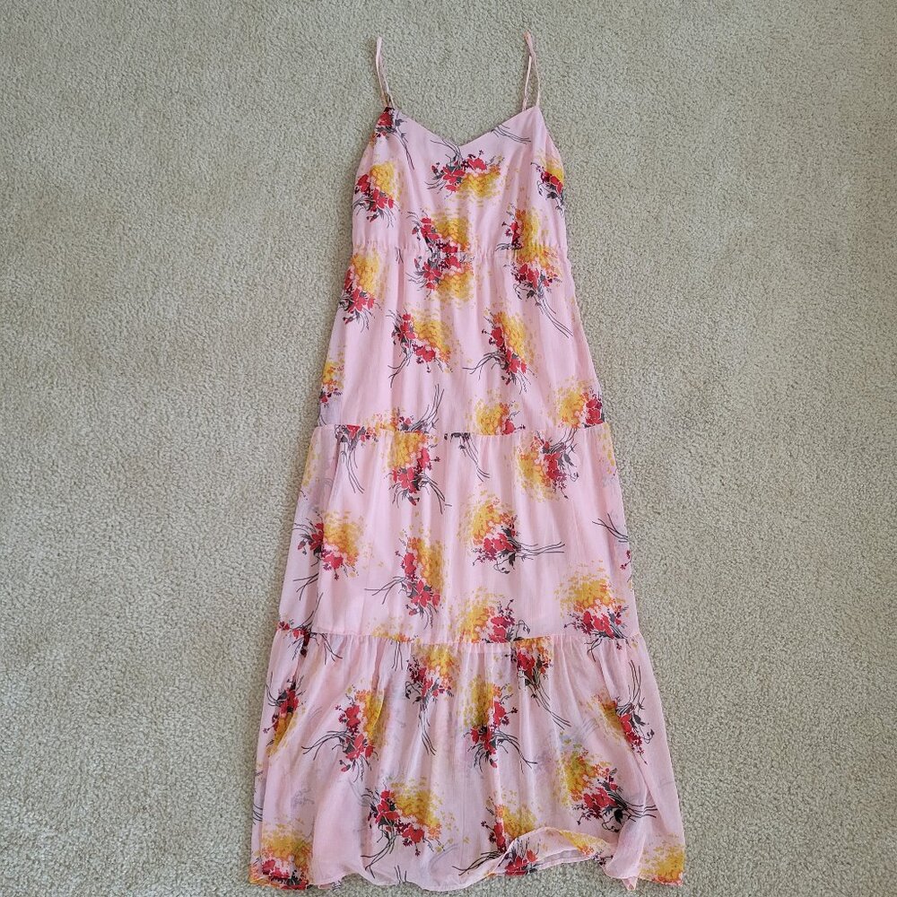J .Crew Mercantile Floral Chiffon Tiered Midi Garden Dress Size 10